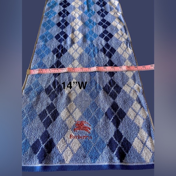 Burberry 3Pc Argyle/Cavaliers Towel Set NIB Blues/gray 2 hand towels/1 washcloth - Picture 7 of 9